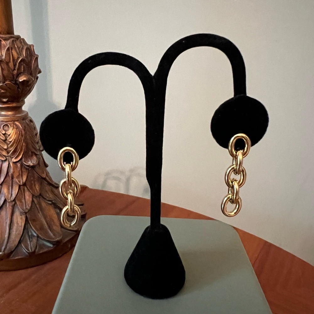 Stately Steel HSN Gold tone Link Earrings